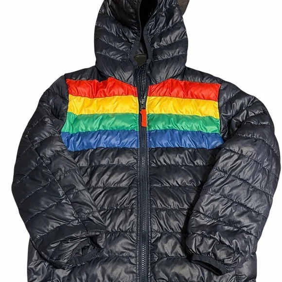 Primary Kids Puffer Jacket with Multicolor Stripes​
